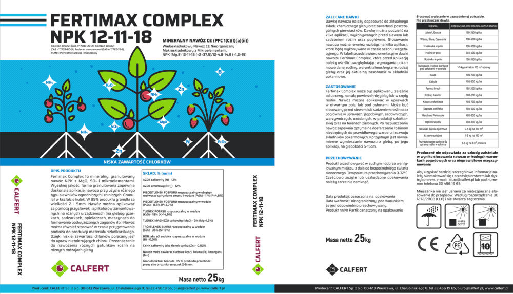 Fertimax Complex NPK 12 11 18 – etykieta produktu